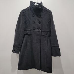 Women's Double-Breasted Grey Coat Size Small